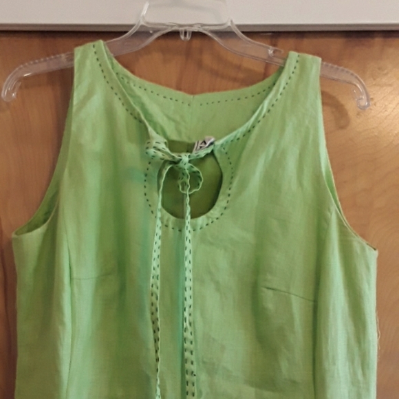 - ART Atelier Rare Toggery Linen "Lagenlook" Lime Green Dress - Picture 3 of 9